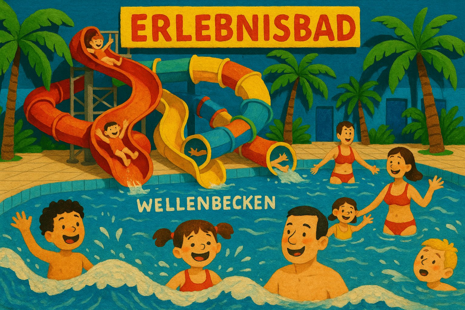 Erlebnisbereich im ARRIBA Norderstedt mit Rutschen und Wellenbad für Familien