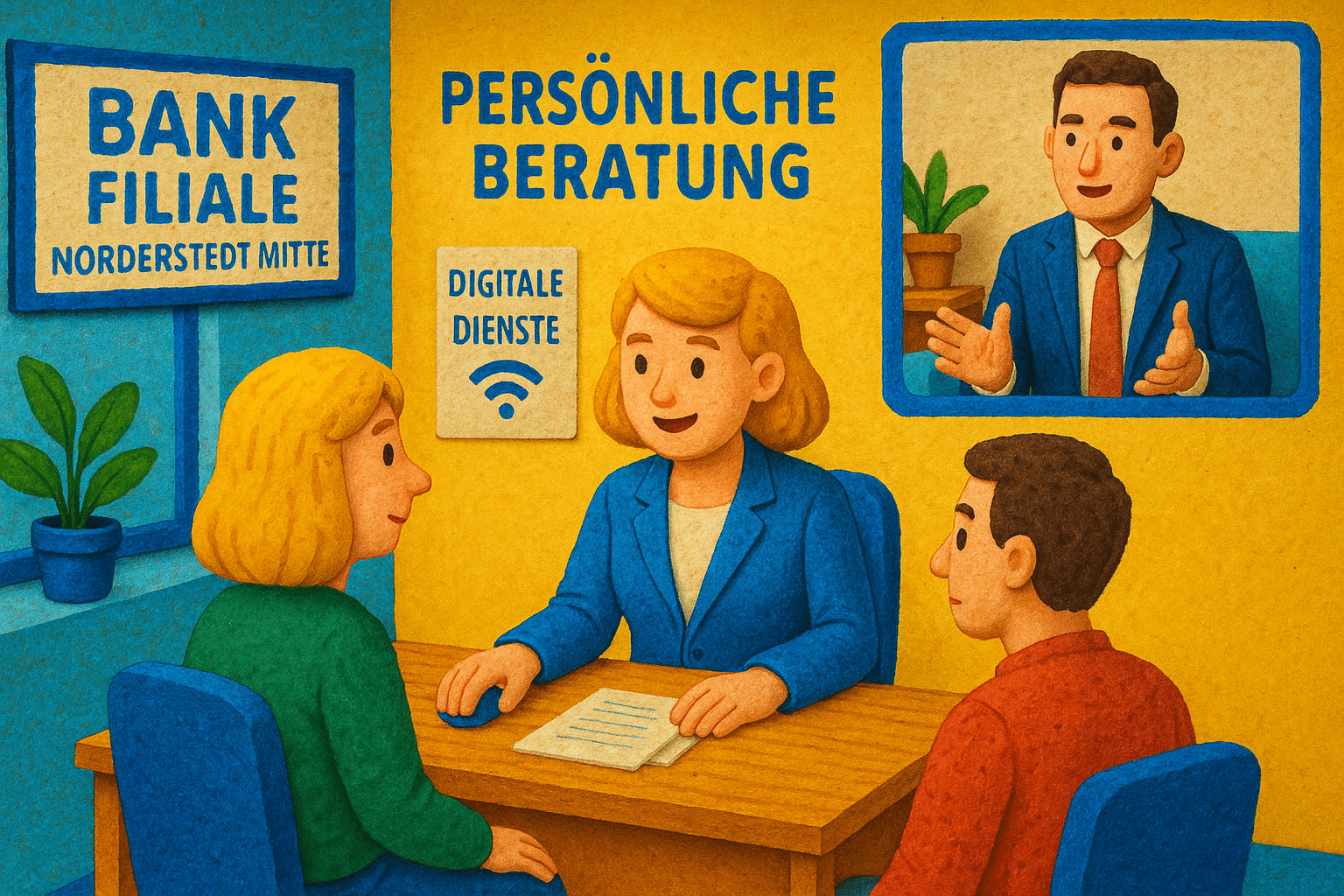 Persönliche Beratung und Videoberatung in den Bankfilialen in Norderstedt