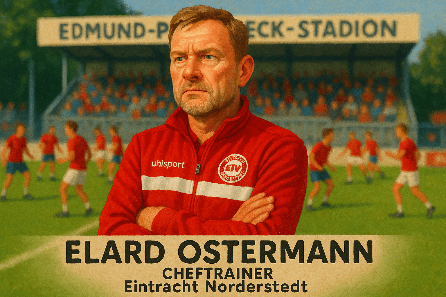 Cheftrainer Elard Ostermann von Eintracht Norderstedt am Spielfeldrand in der Saison 2025/26