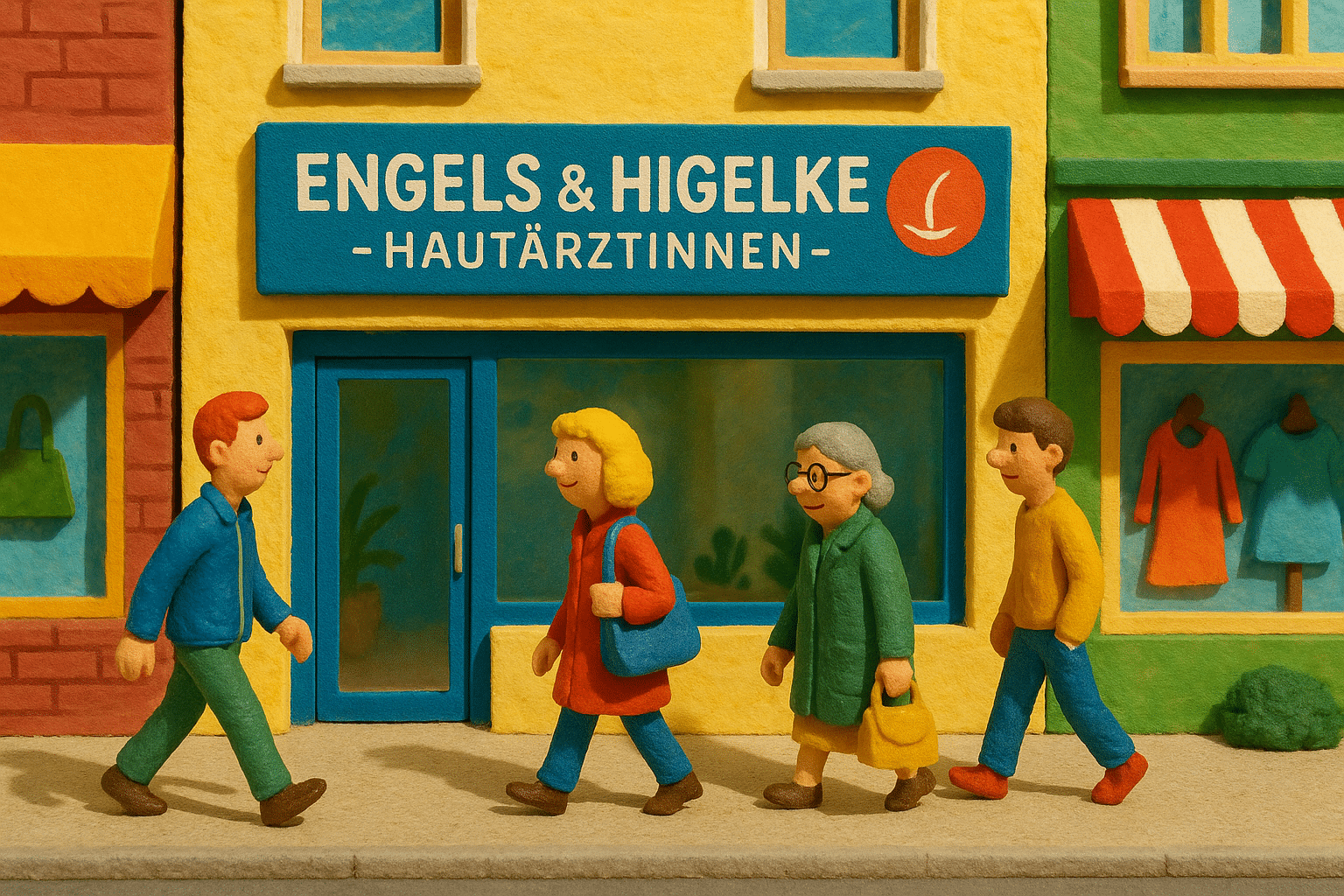 Moderne Hautarztpraxis in der Rathausallee in Norderstedt mit dem Praxisschild „Engels & Higelke“