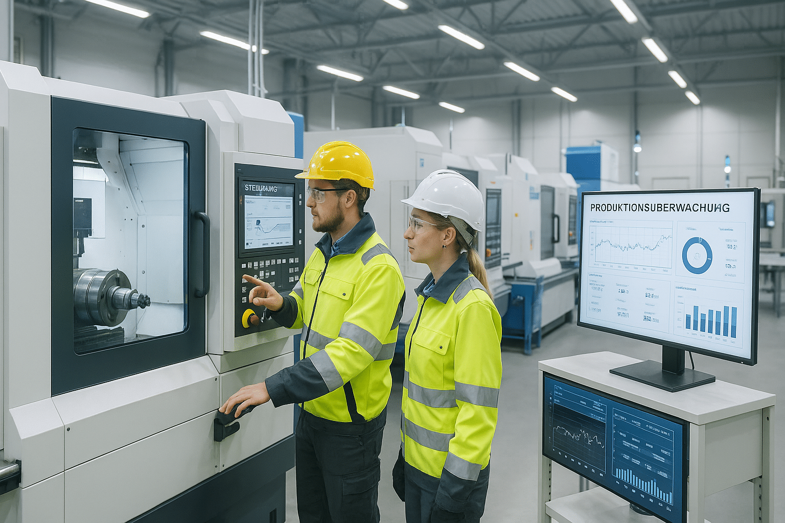 Moderne Industriemaschinen mit digitaler Prozessüberwachung zur Effizienzsteigerung in der Produktion